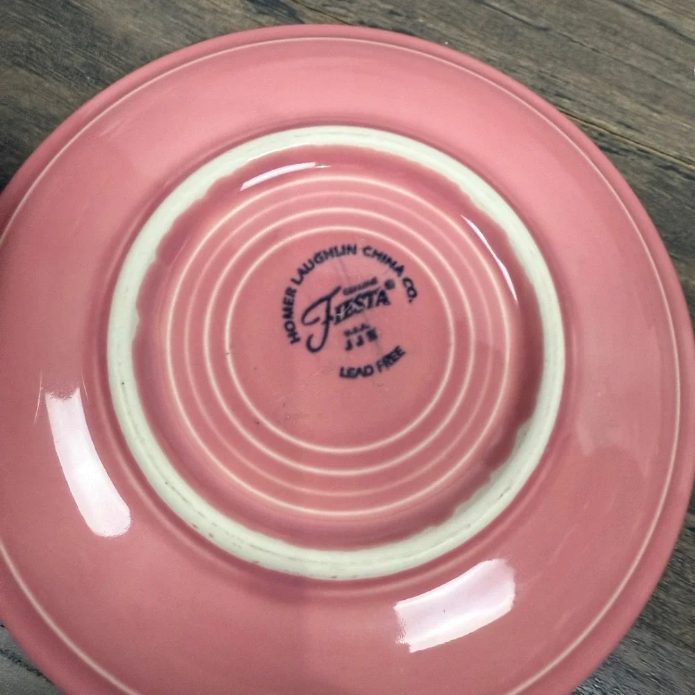 Fiesta Homer Laughlin‎ Pink Ceramic Coffee Cup and Saucer Set Lead Free